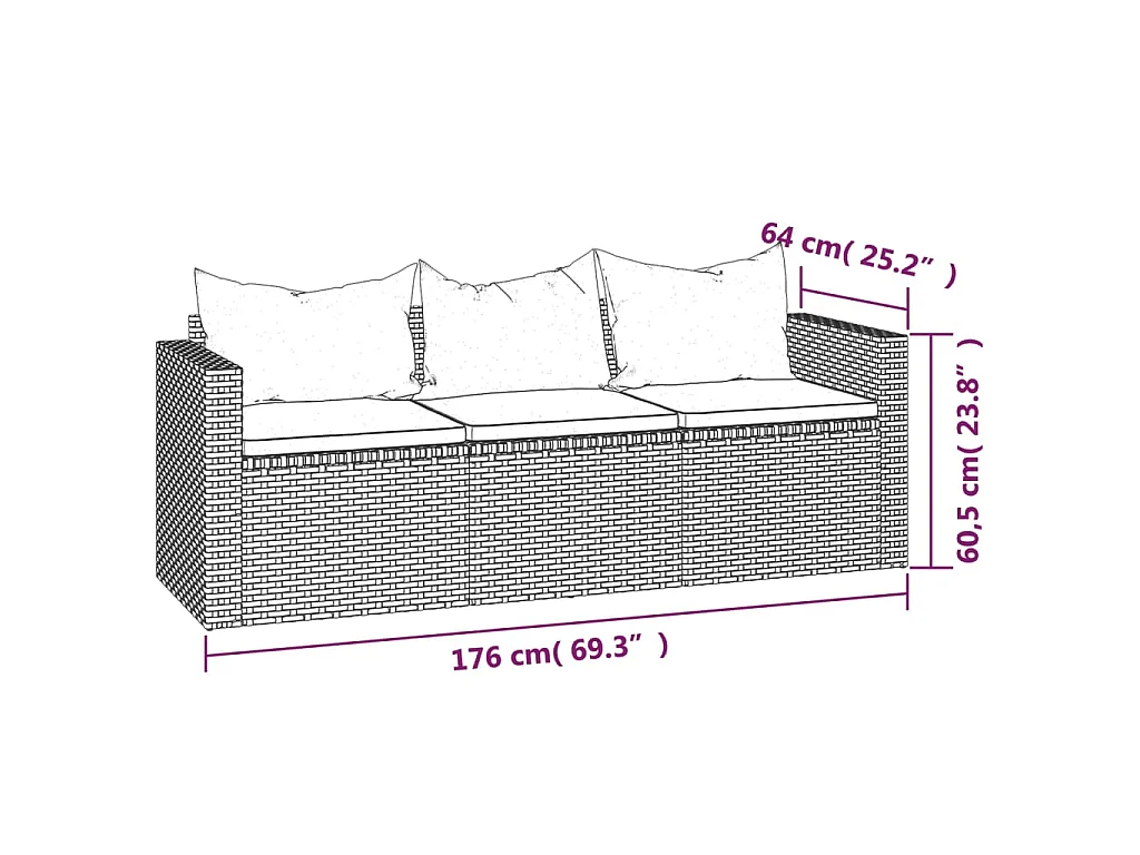 Garten-Lounge-Set Schwarz Poly Rattan