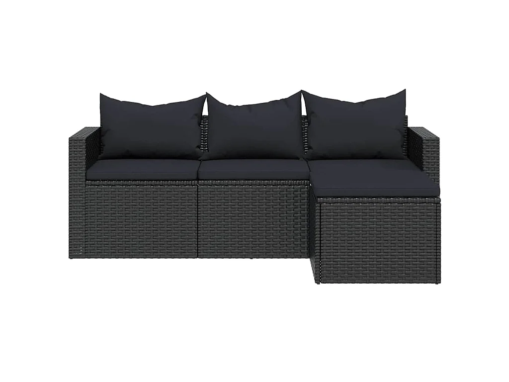 Garten-Lounge-Set Schwarz Poly Rattan