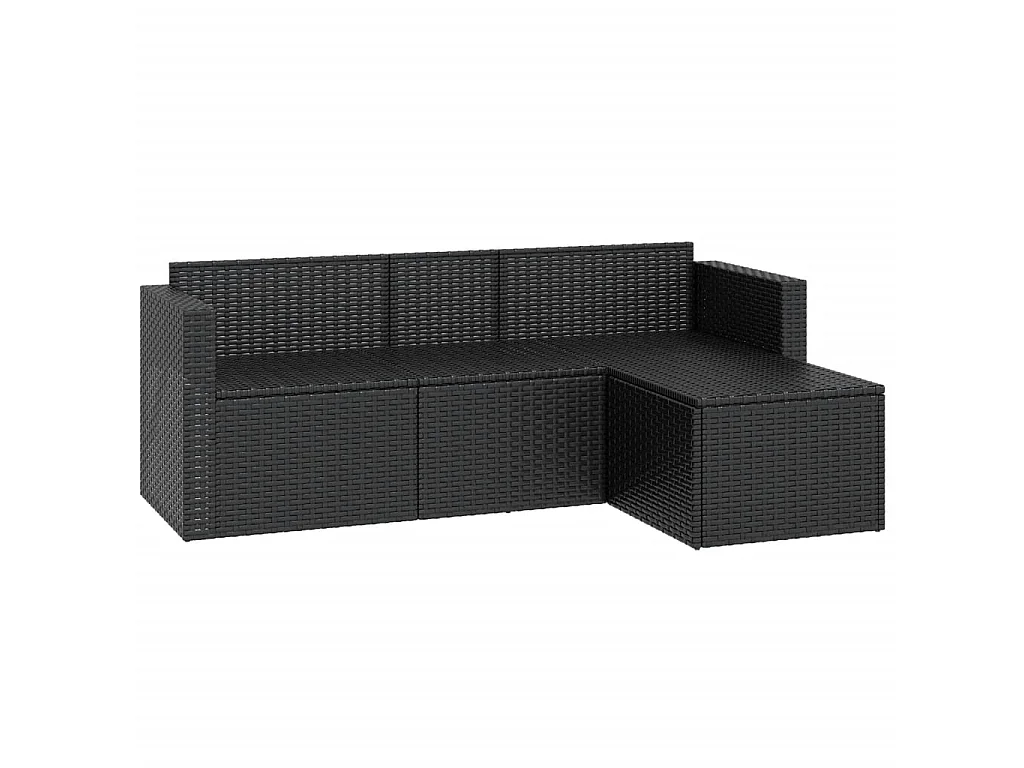 Garten-Lounge-Set Schwarz Poly Rattan