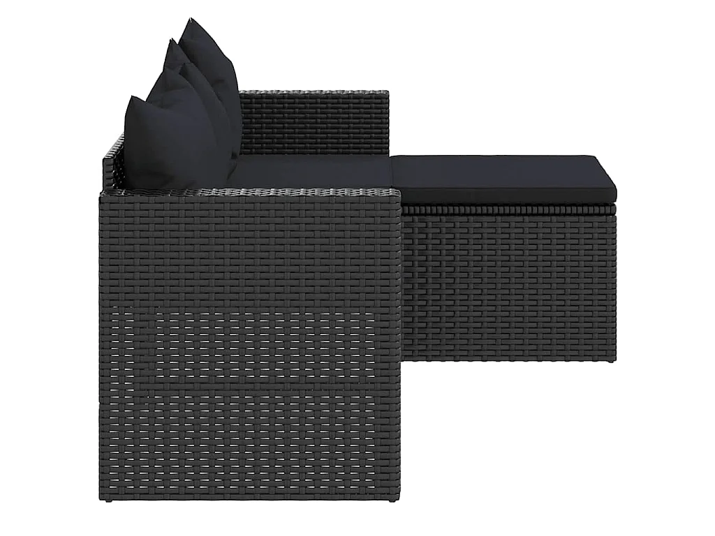 Garten-Lounge-Set Schwarz Poly Rattan