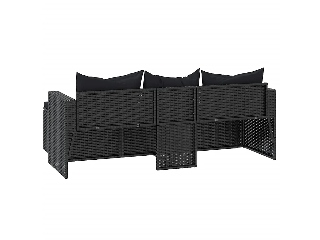 Garten-Lounge-Set Schwarz Poly Rattan