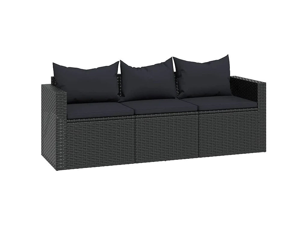 Garten-Lounge-Set Schwarz Poly Rattan