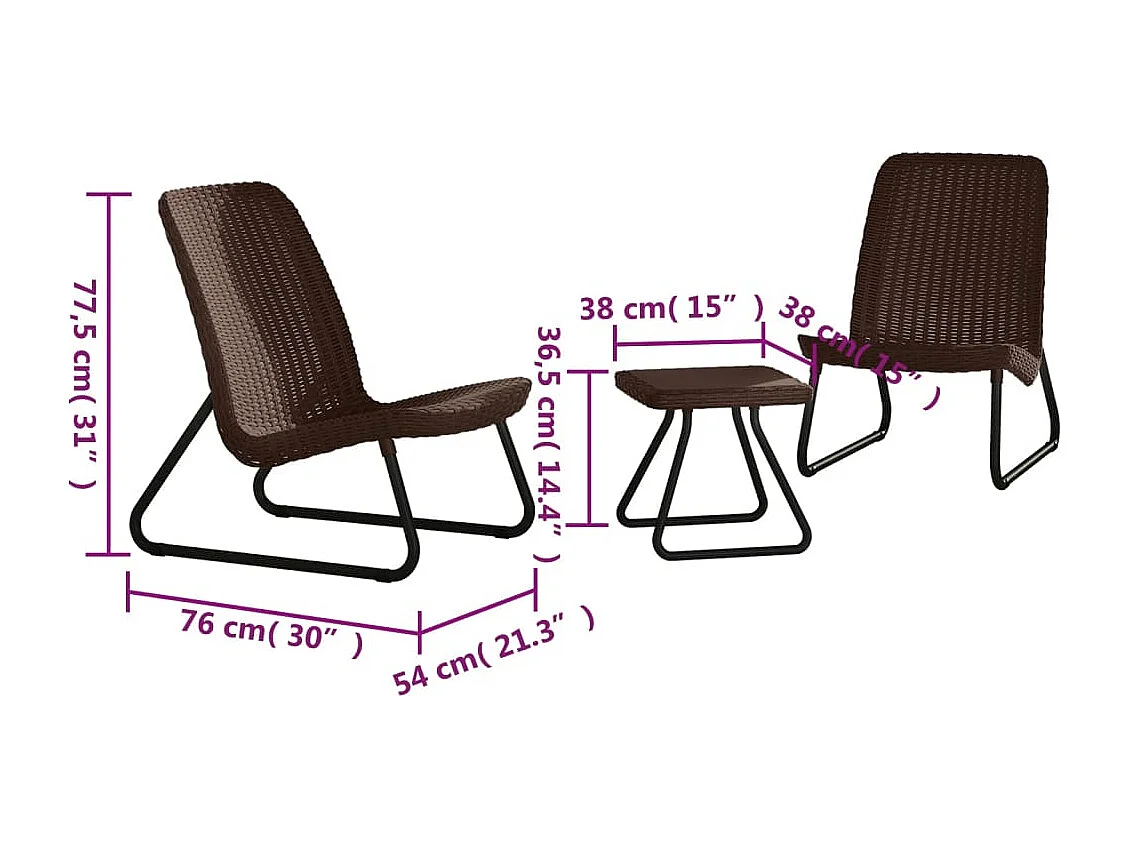 Salon de jardin 3 pcs Rio Cappuccino 218157