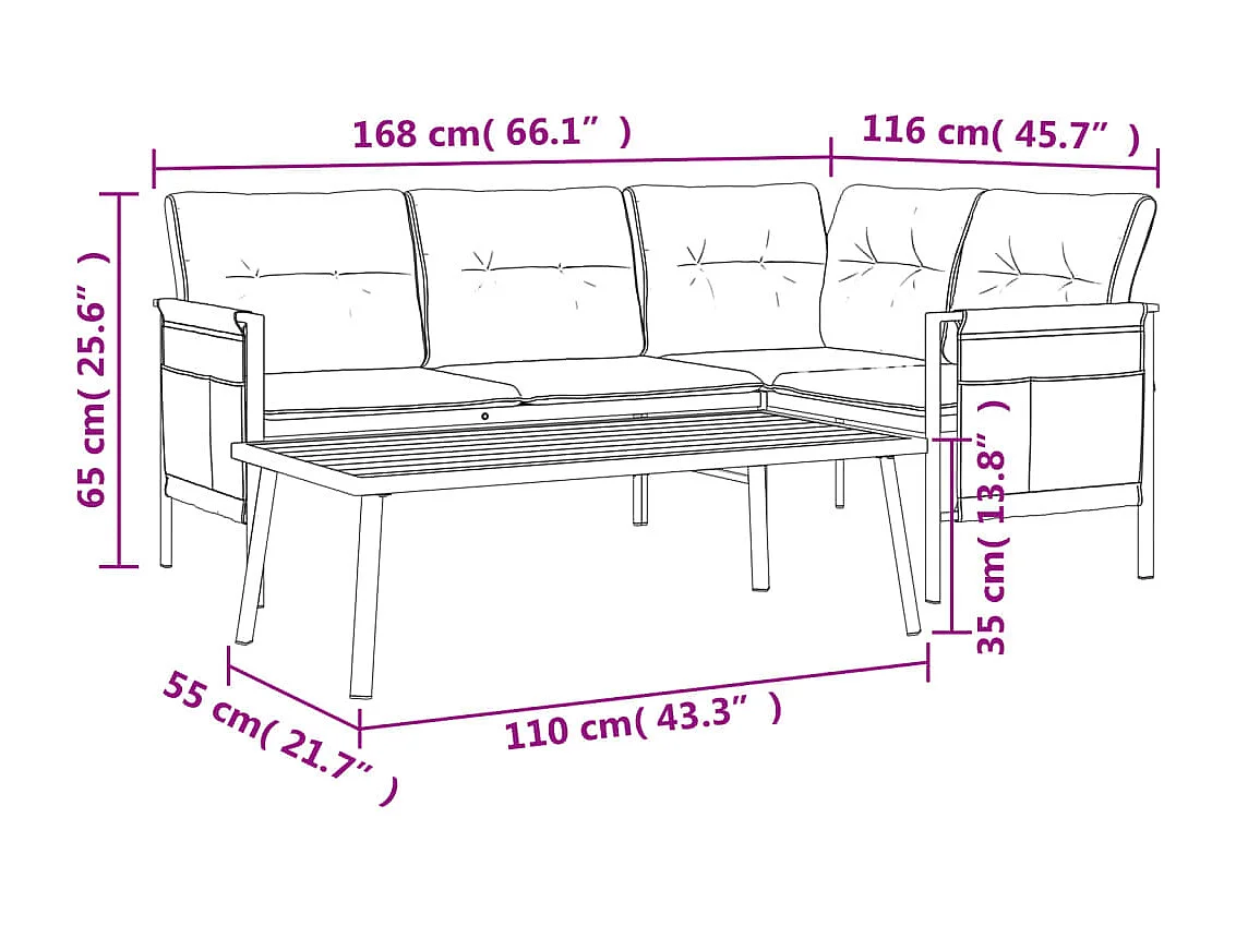 Salon de jardin 2 pcs anthracite acier