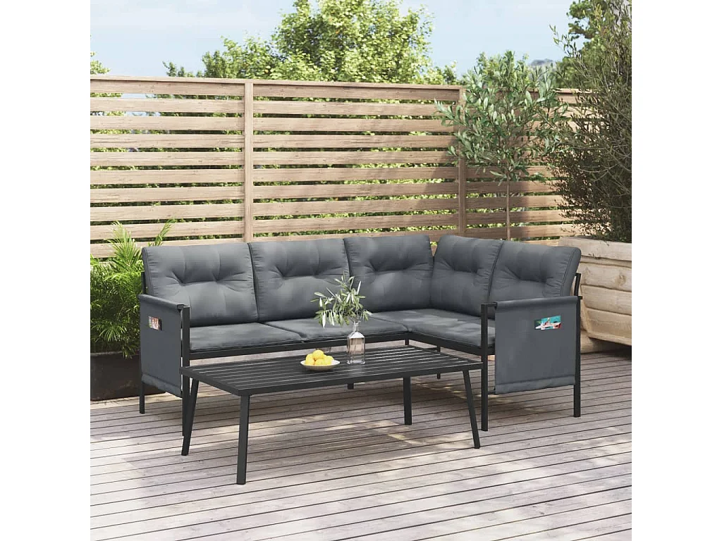 Set Salotto da Giardino 2 pz in Acciaio Antracite
