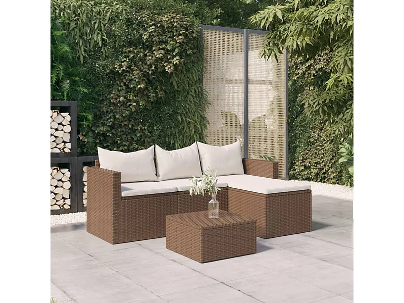 Loungeset poly rattan bruin