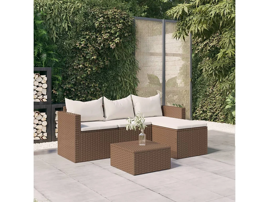 Garten-Lounge-Set Braun Poly Rattan