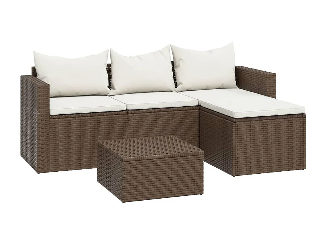 Garten-Lounge-Set Braun Poly Rattan