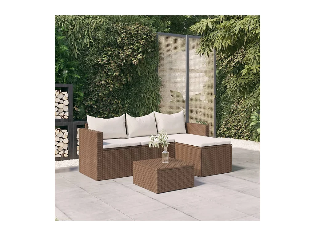 Set Mobili da Giardino Marrone in Polyrattan