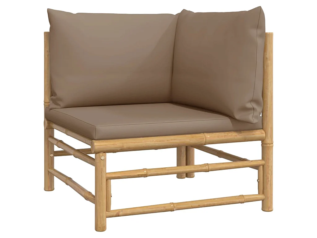 12-tlg. Garten-Lounge-Set mit Kissen Taupe Bambus
