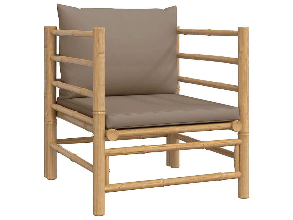 12-tlg. Garten-Lounge-Set mit Kissen Taupe Bambus