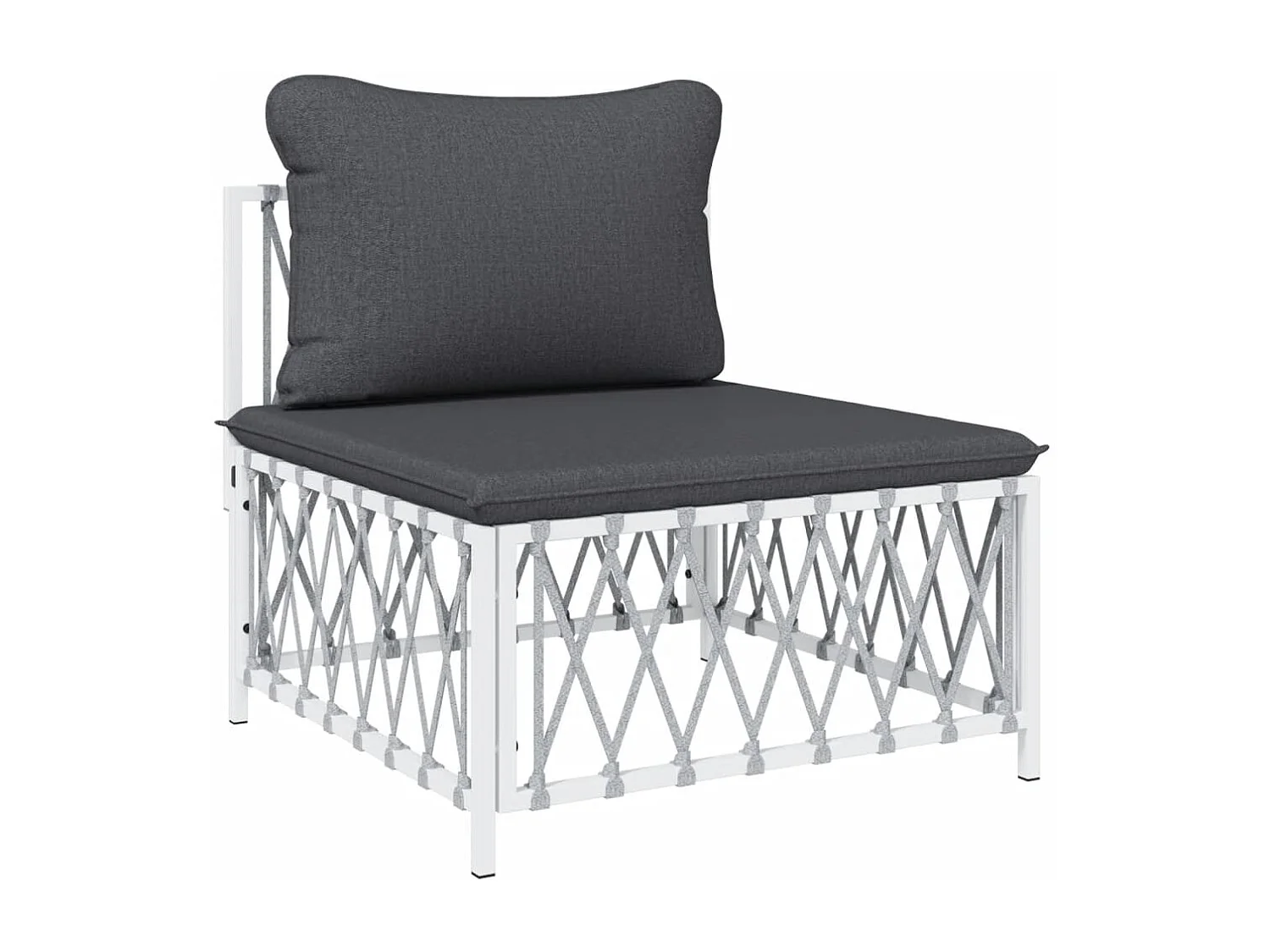 Salon de jardin avec coussins 9 pcs blanc acier