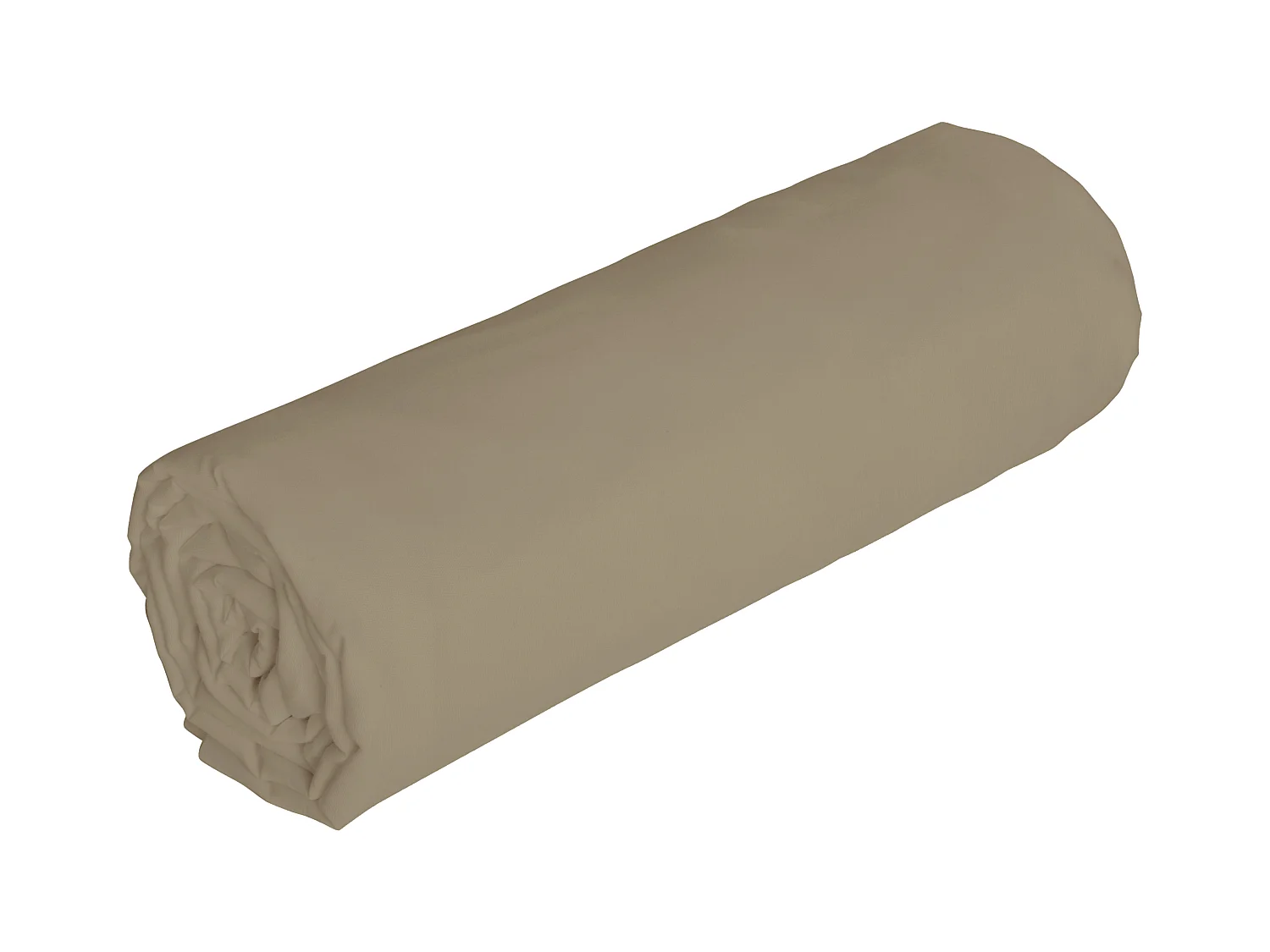 Drap housse en lin et coton 57 fils/cm² - 140 x 190 cm - Bonnet 30 cm - Taupe - AURELLE