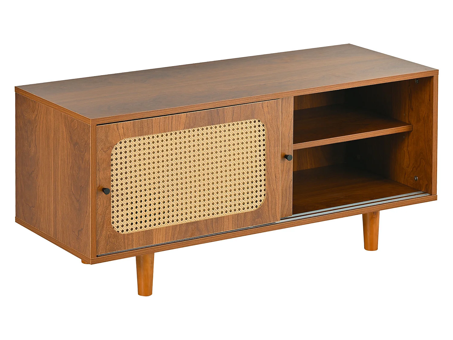 Zapatero de ratán con 2 puertas y estante regulable, color nogal, 104*40*48 cm