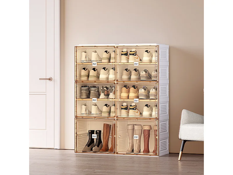 Meuble à chaussure portable avec portes et étagères