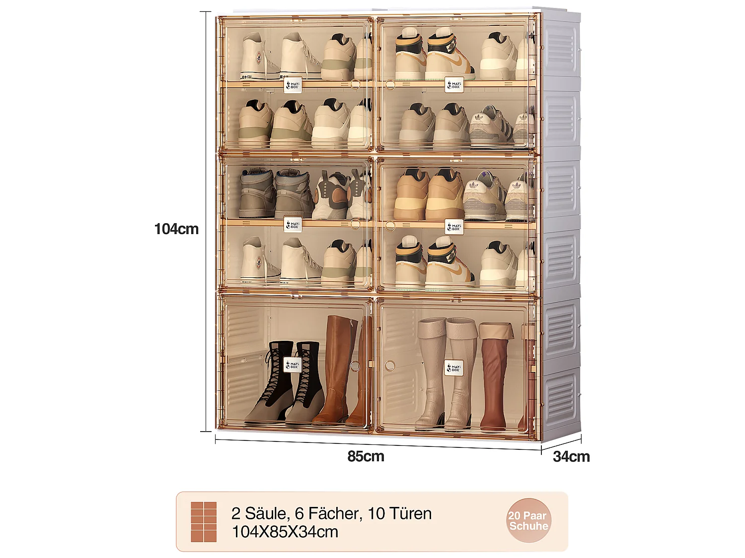 Meuble à chaussure portable avec portes et étagères