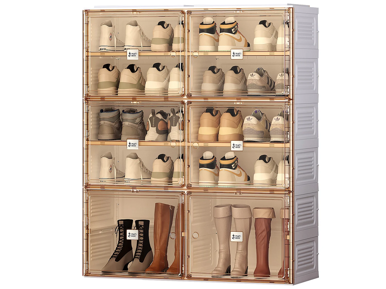 Meuble à chaussure portable avec portes et étagères