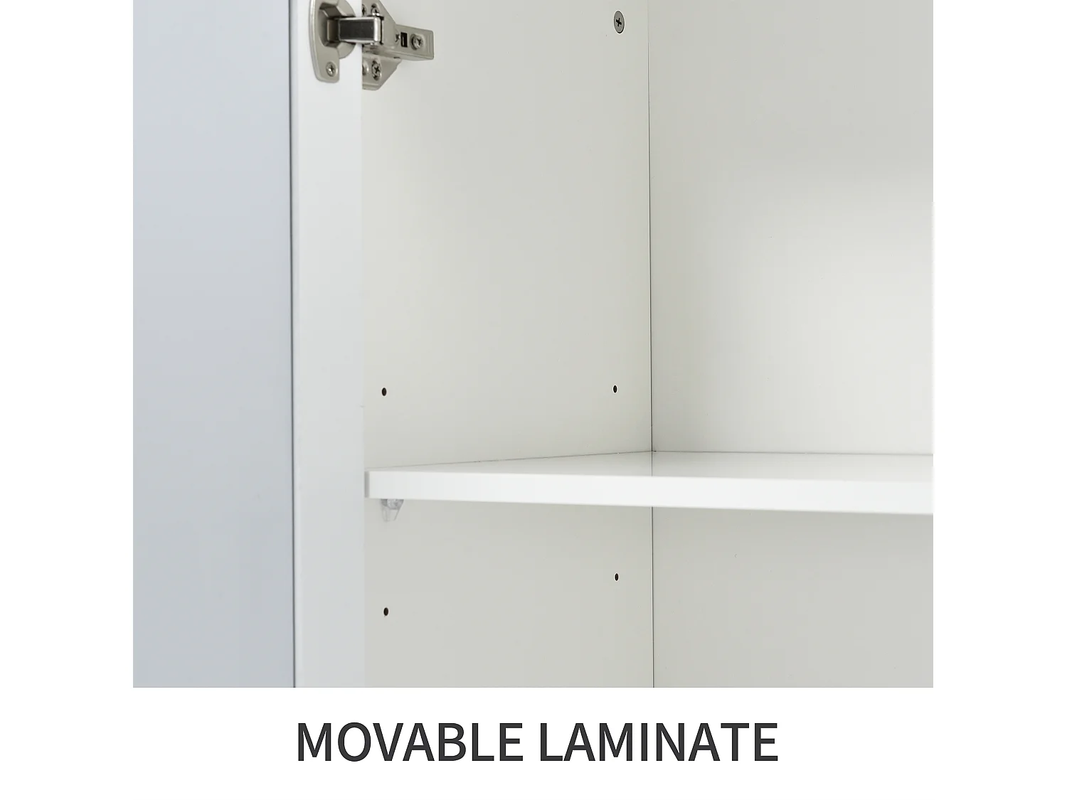 Credenza a specchio bianco con eleganti maniglie in cristallo, 4 ante 160 x 40 x 84 cm