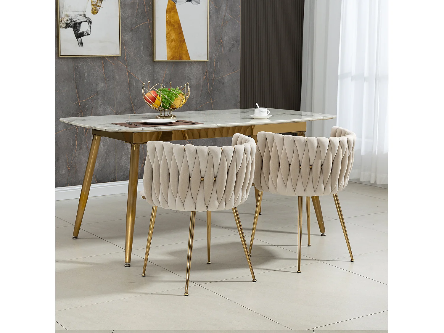 Fluwelen vrijetijdsstoel met ijzeren metalen poten - set van 2 stuks