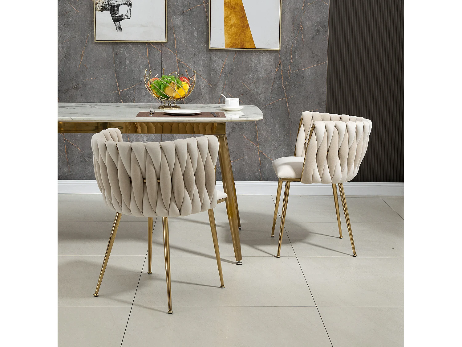 Fluwelen vrijetijdsstoel met ijzeren metalen poten - set van 2 stuks