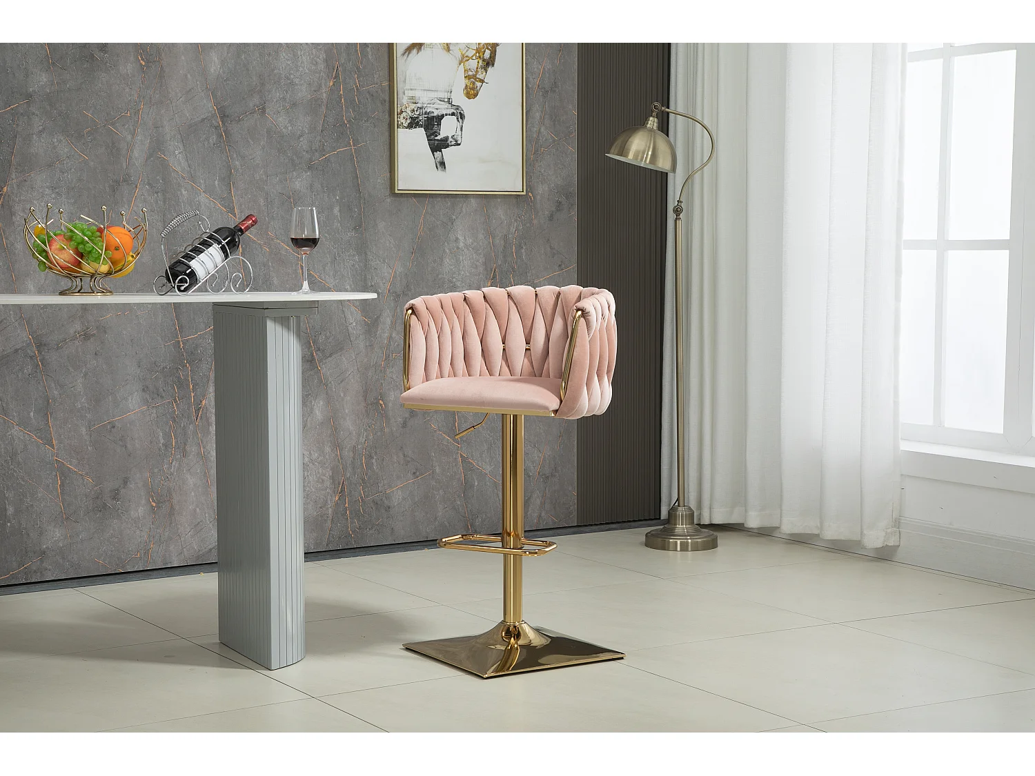 Vintage barstoelen met rug- en voetsteun, eetkamerstoelen