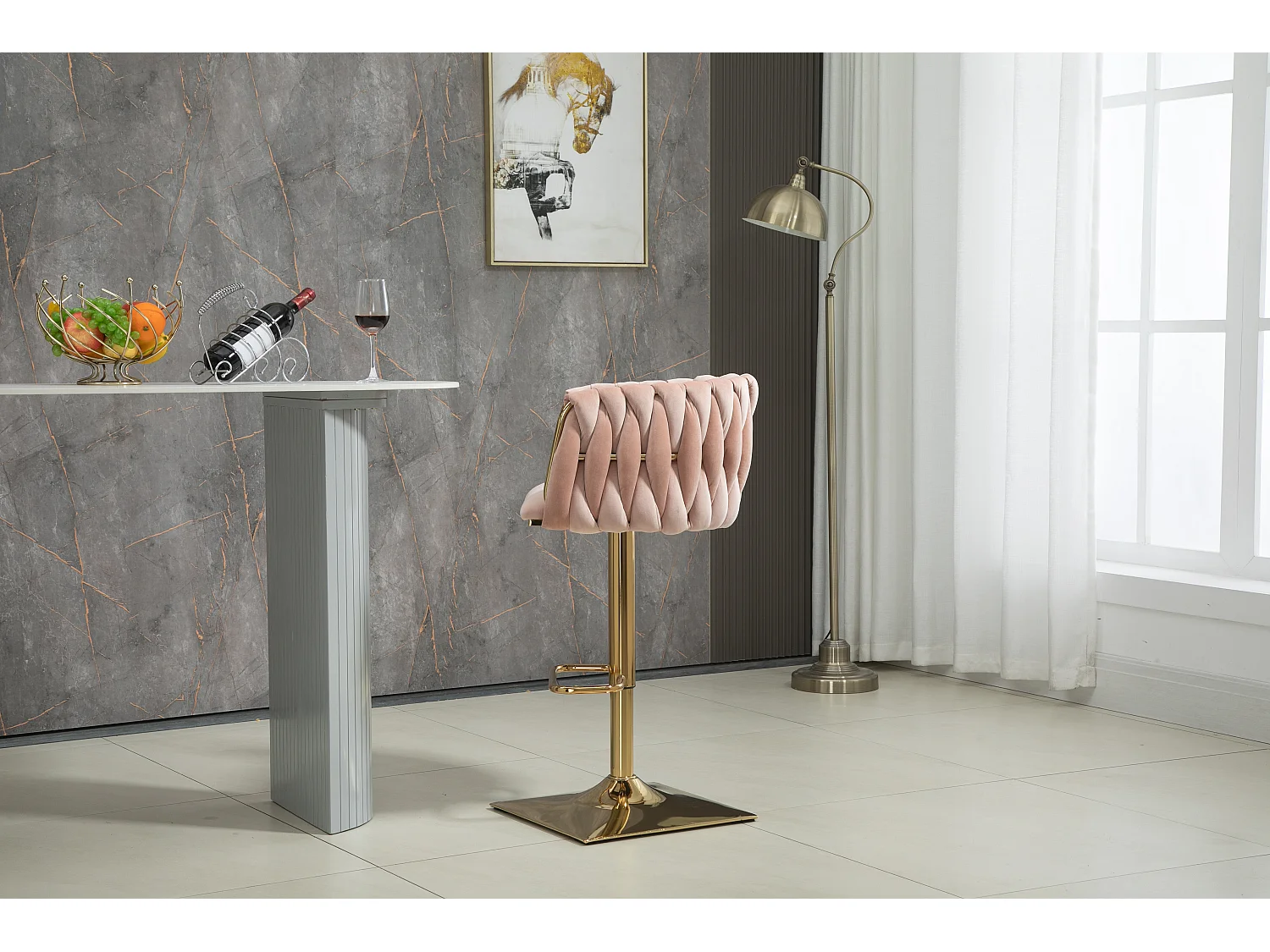 Vintage barstoelen met rug- en voetsteun, eetkamerstoelen