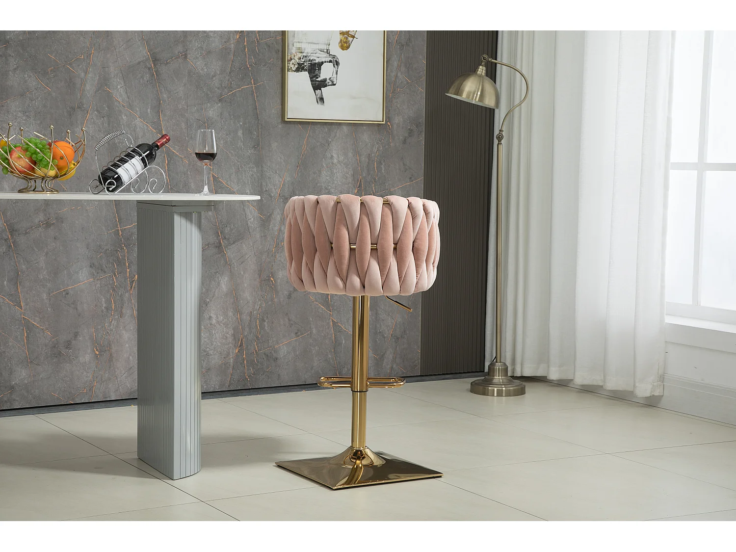 Vintage barstoelen met rug- en voetsteun, eetkamerstoelen