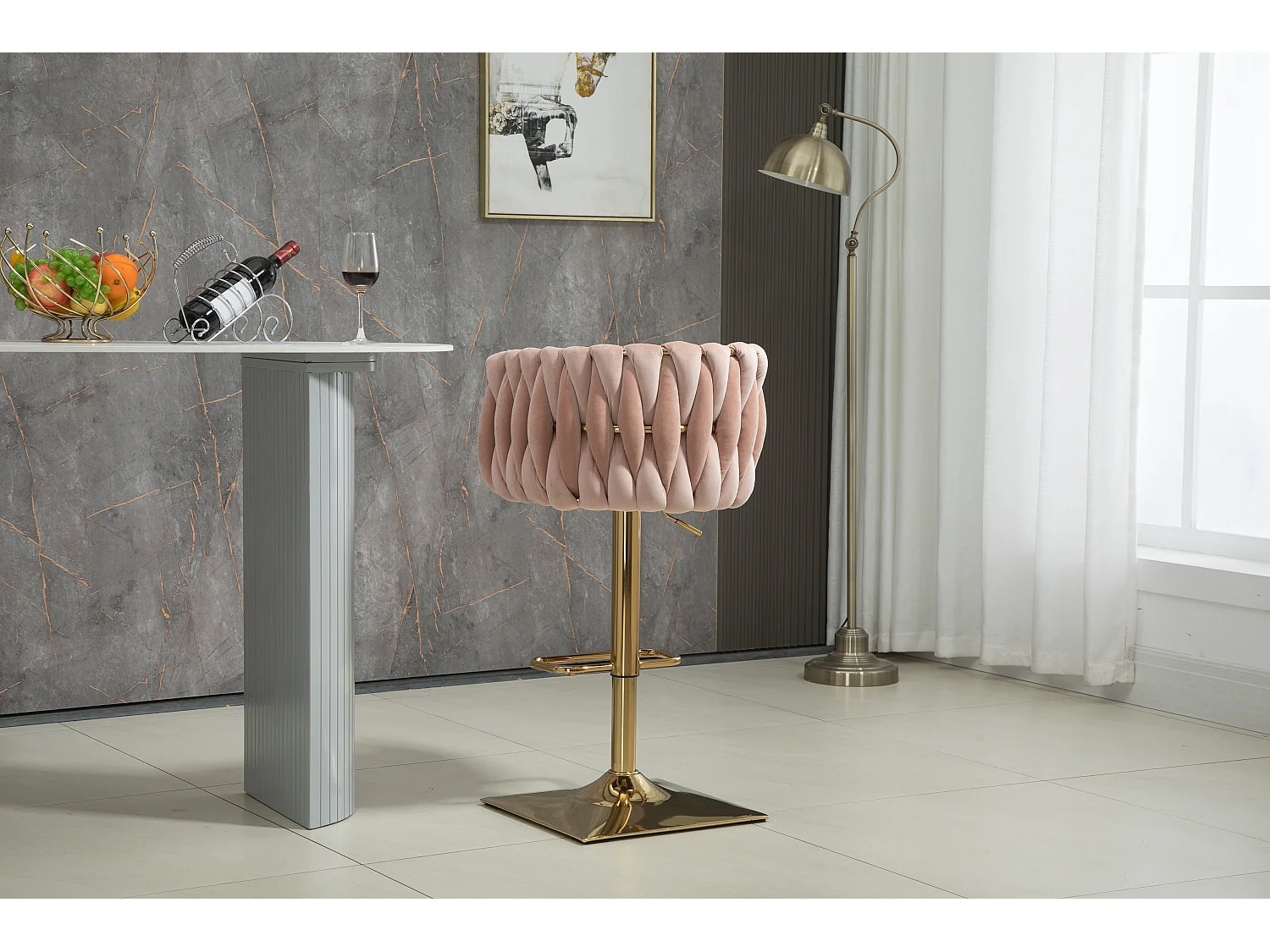 Vintage barstoelen met rug- en voetsteun, eetkamerstoelen