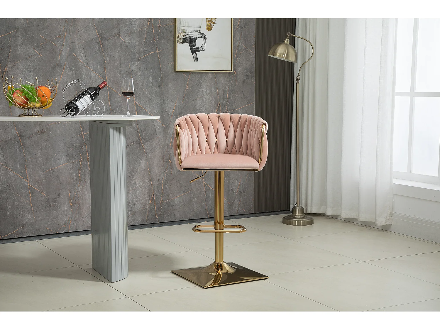 Vintage barstoelen met rug- en voetsteun, eetkamerstoelen