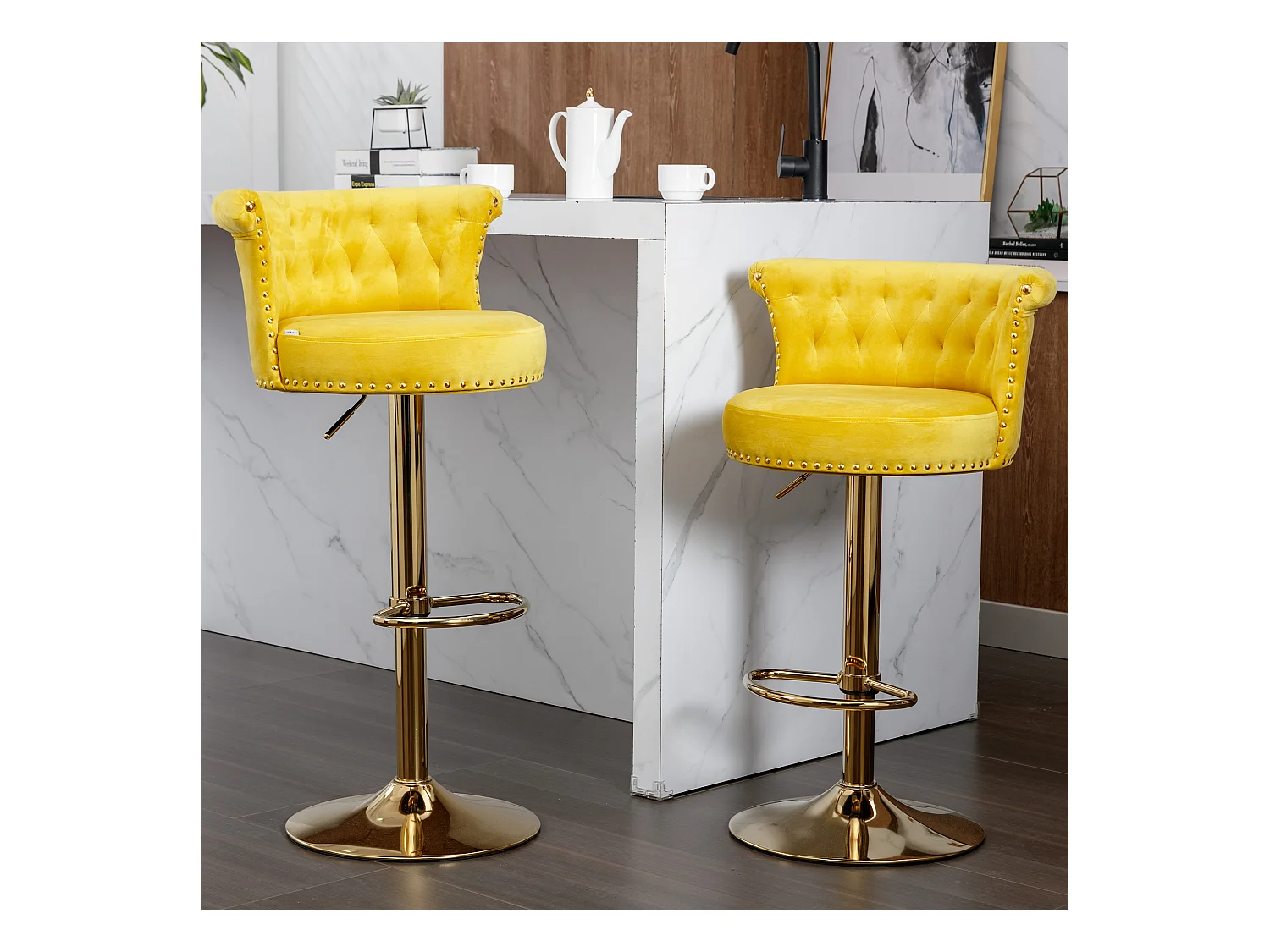 Ensemble de 2 chaises de comptoir réglables en hauteur