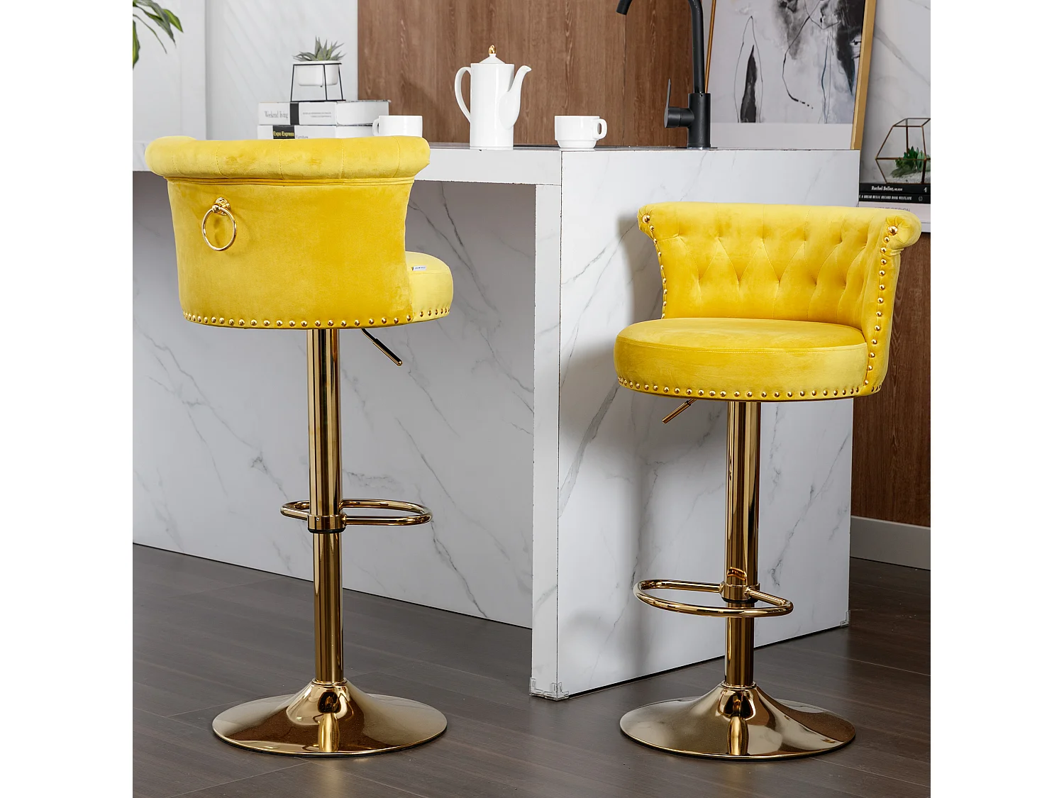 Ensemble de 2 chaises de comptoir réglables en hauteur