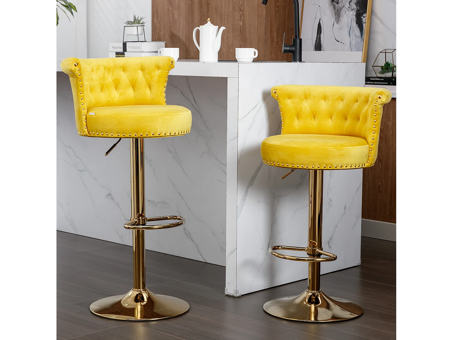 Ensemble de 2 chaises de comptoir réglables en hauteur