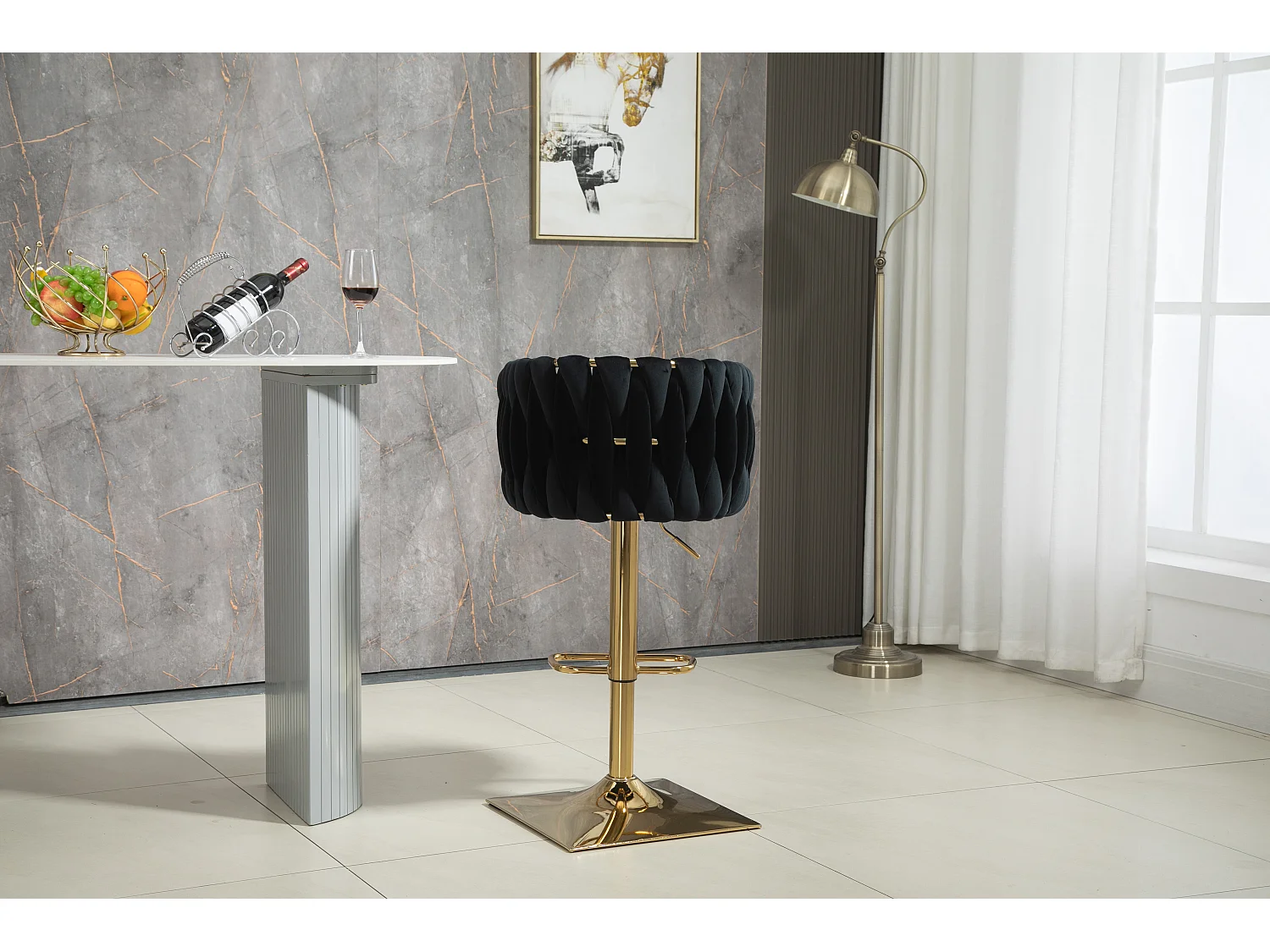 Chaise de bar vintage avec dossier et repose-pieds - lot de 2 chaises