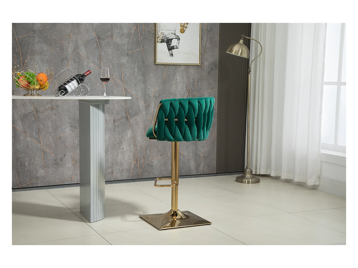 Vintage barstoelen met rugleuning en voetsteun, eetkamerstoelen op tegenhoogte
