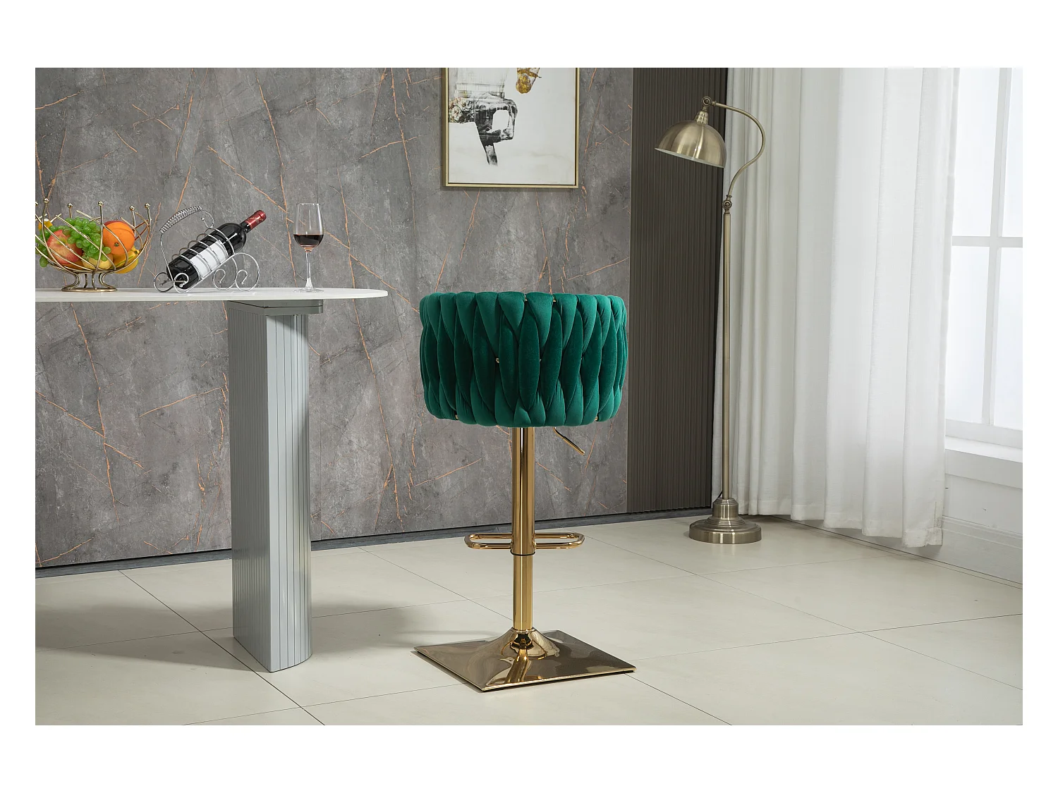 Vintage barstoelen met rugleuning en voetsteun, eetkamerstoelen op tegenhoogte
