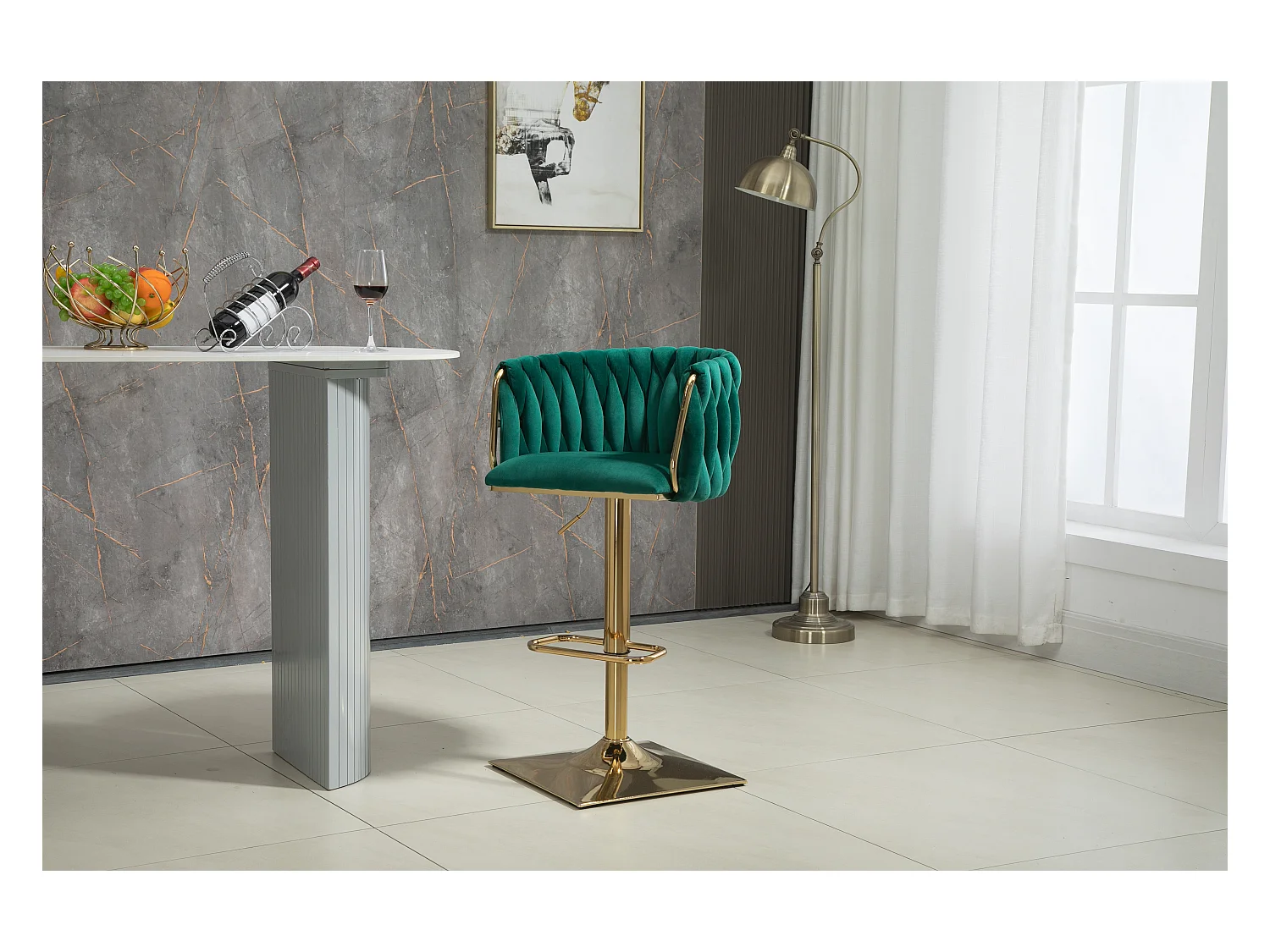 Vintage barstoelen met rugleuning en voetsteun, eetkamerstoelen op tegenhoogte