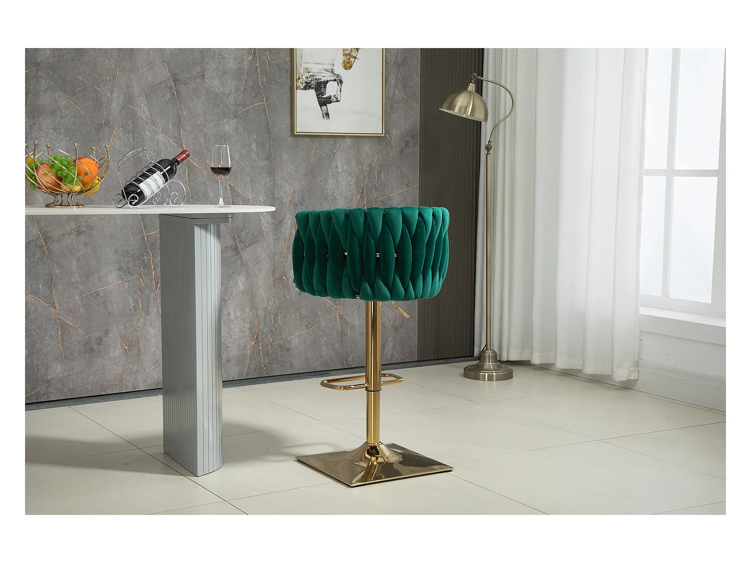 Vintage barstoelen met rugleuning en voetsteun, eetkamerstoelen op tegenhoogte