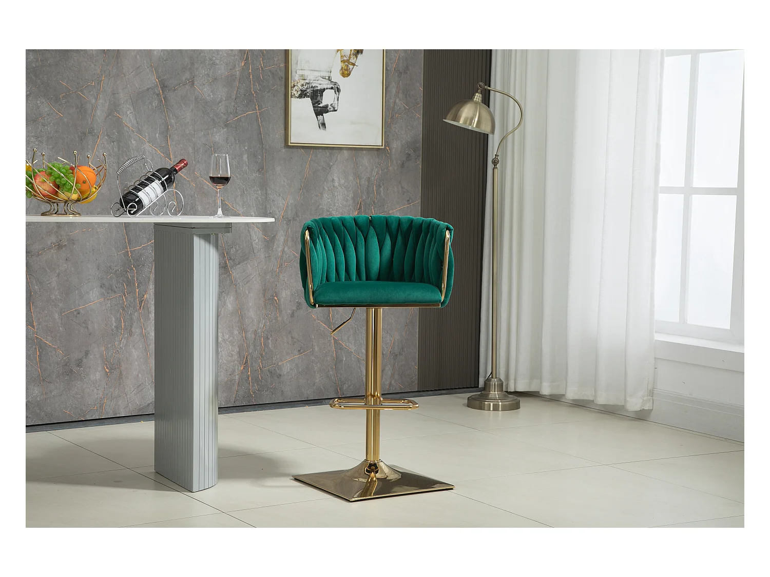 Vintage barstoelen met rugleuning en voetsteun, eetkamerstoelen op tegenhoogte