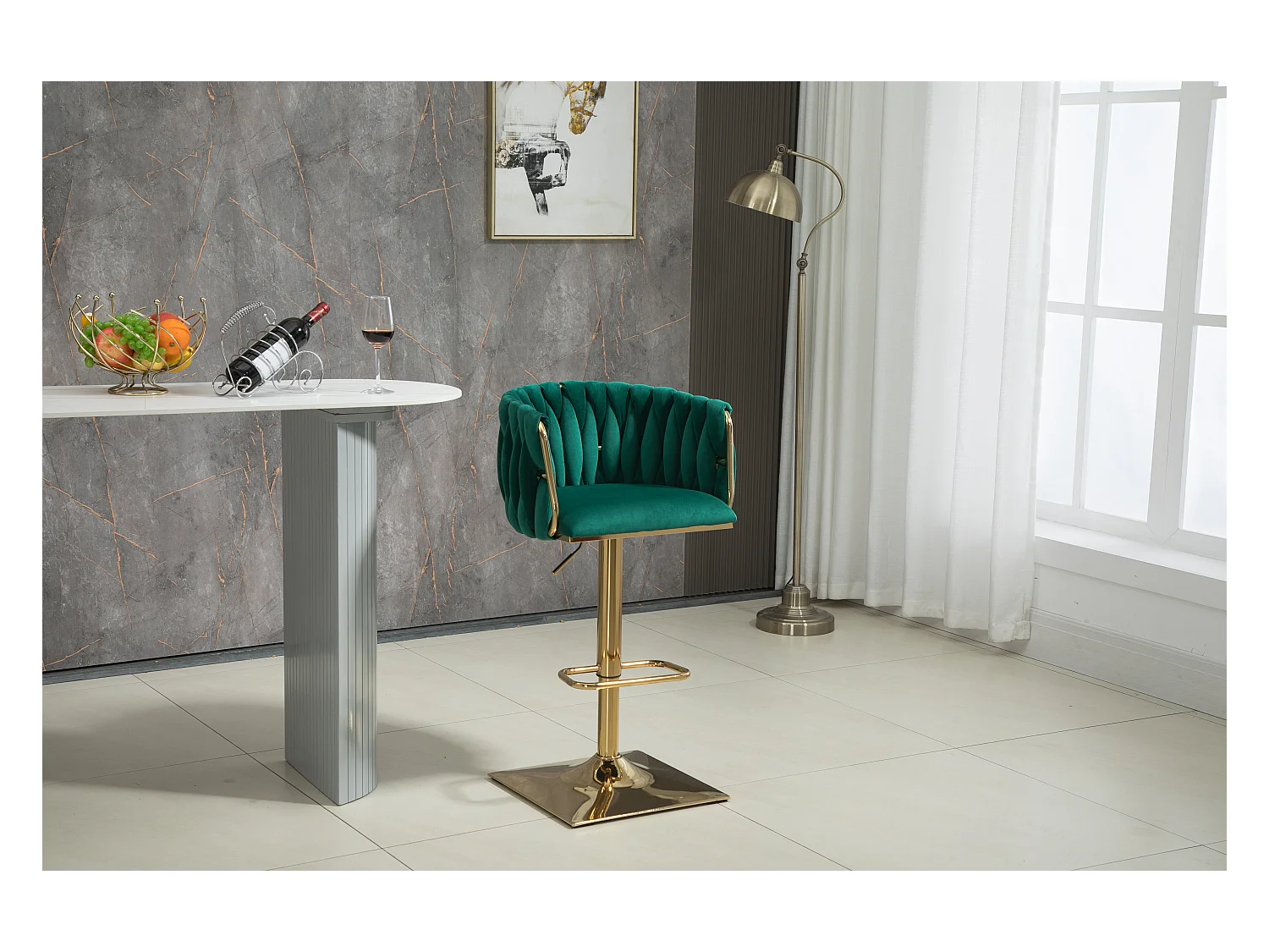Vintage barstoelen met rugleuning en voetsteun, eetkamerstoelen op tegenhoogte
