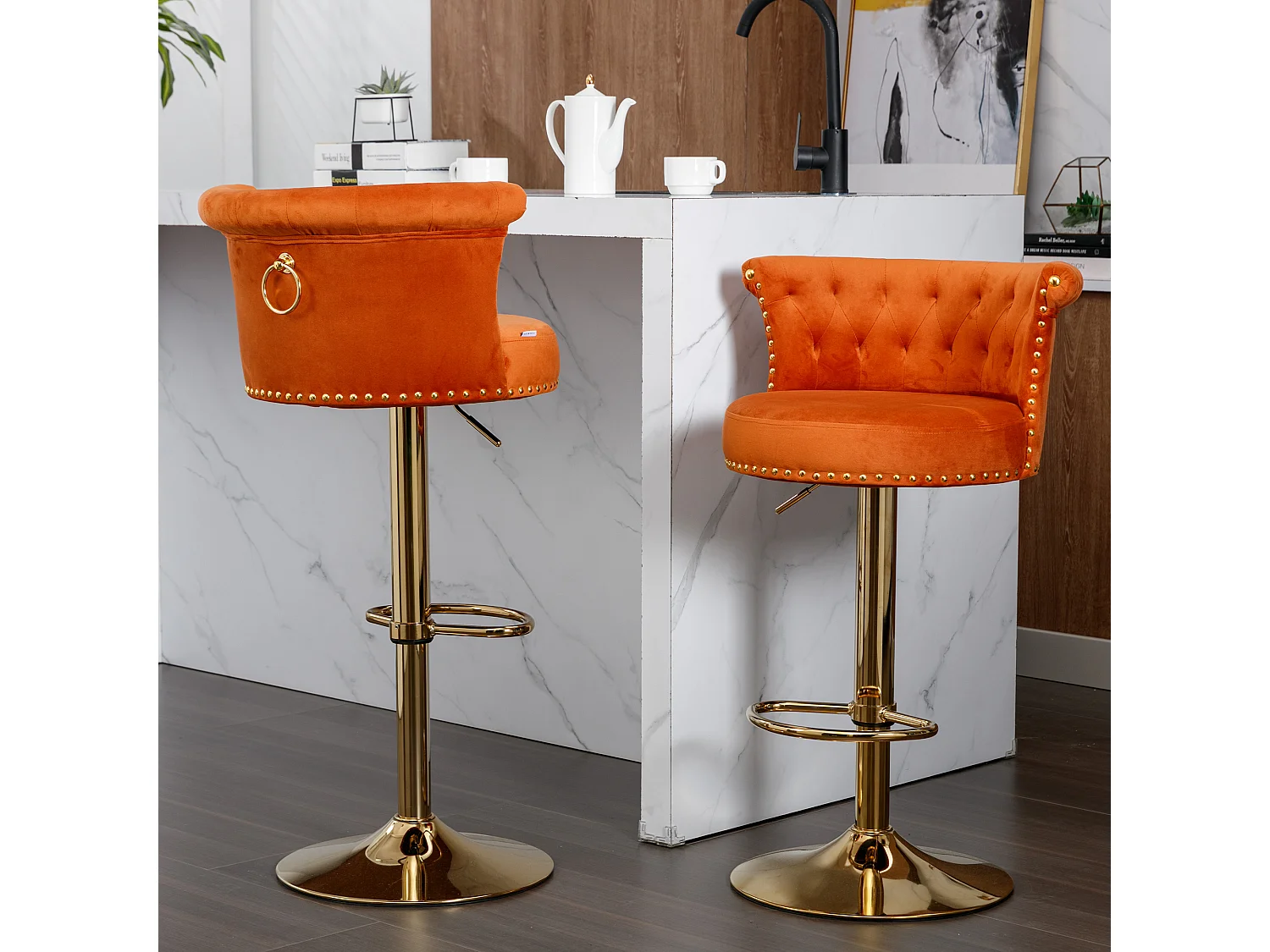 Set van 2 in hoogte verstelbare draaibarkrukken met voetsteun