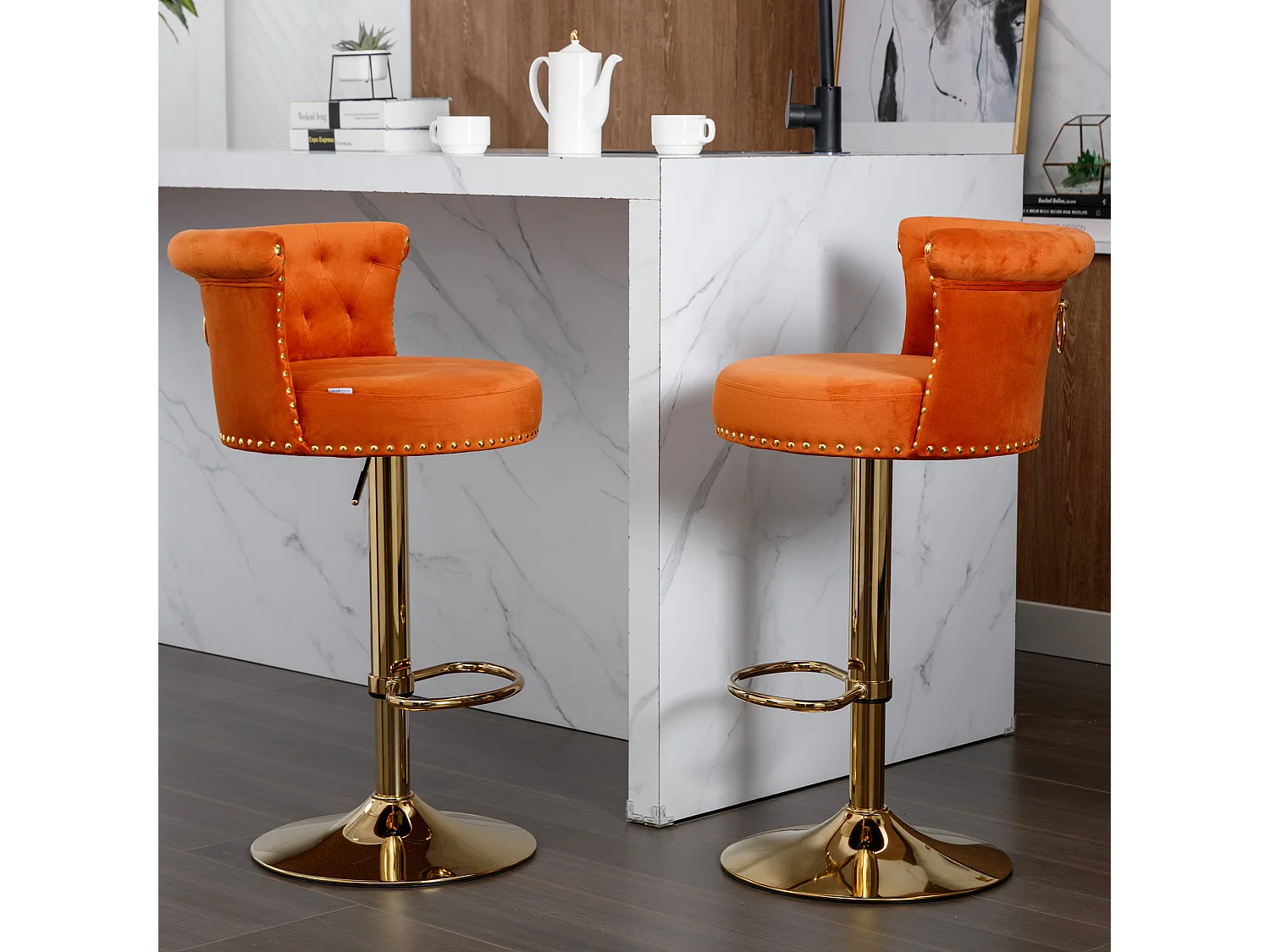 Set van 2 in hoogte verstelbare draaibarkrukken met voetsteun