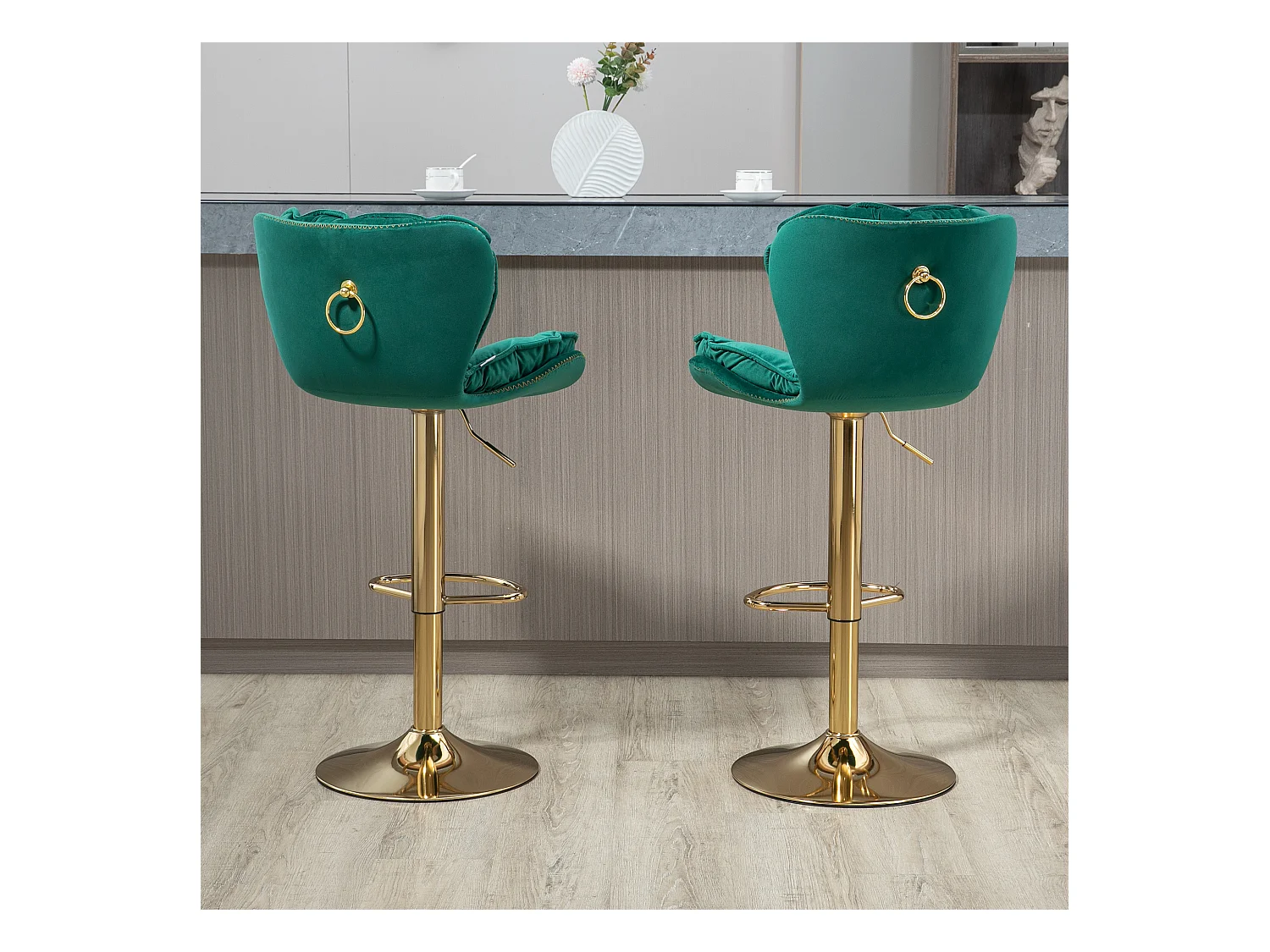 Set van 2 in hoogte verstelbare draaibarstoelen met voetsteun