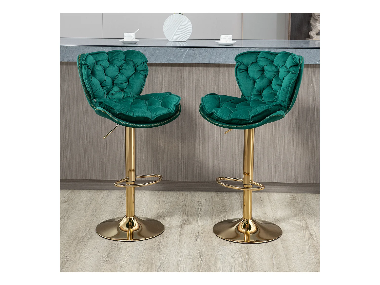 Set van 2 in hoogte verstelbare draaibarstoelen met voetsteun