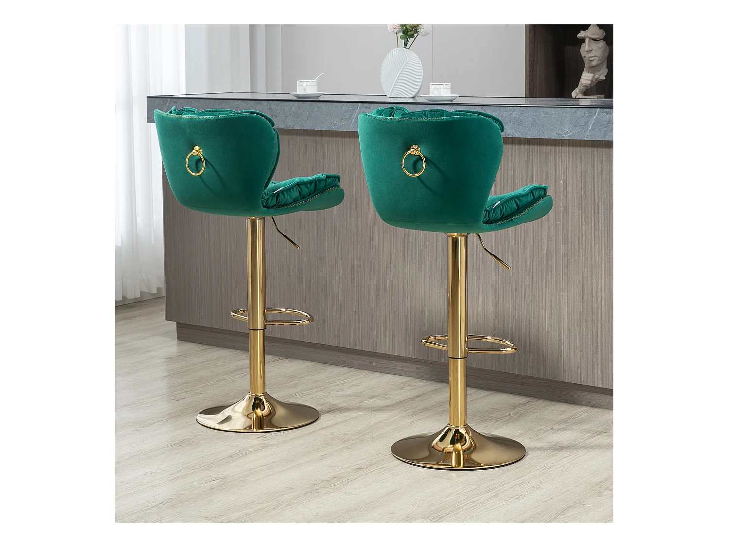 Set van 2 in hoogte verstelbare draaibarstoelen met voetsteun
