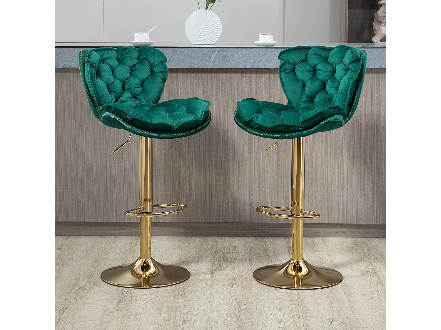 Set van 2 in hoogte verstelbare draaibarstoelen met voetsteun