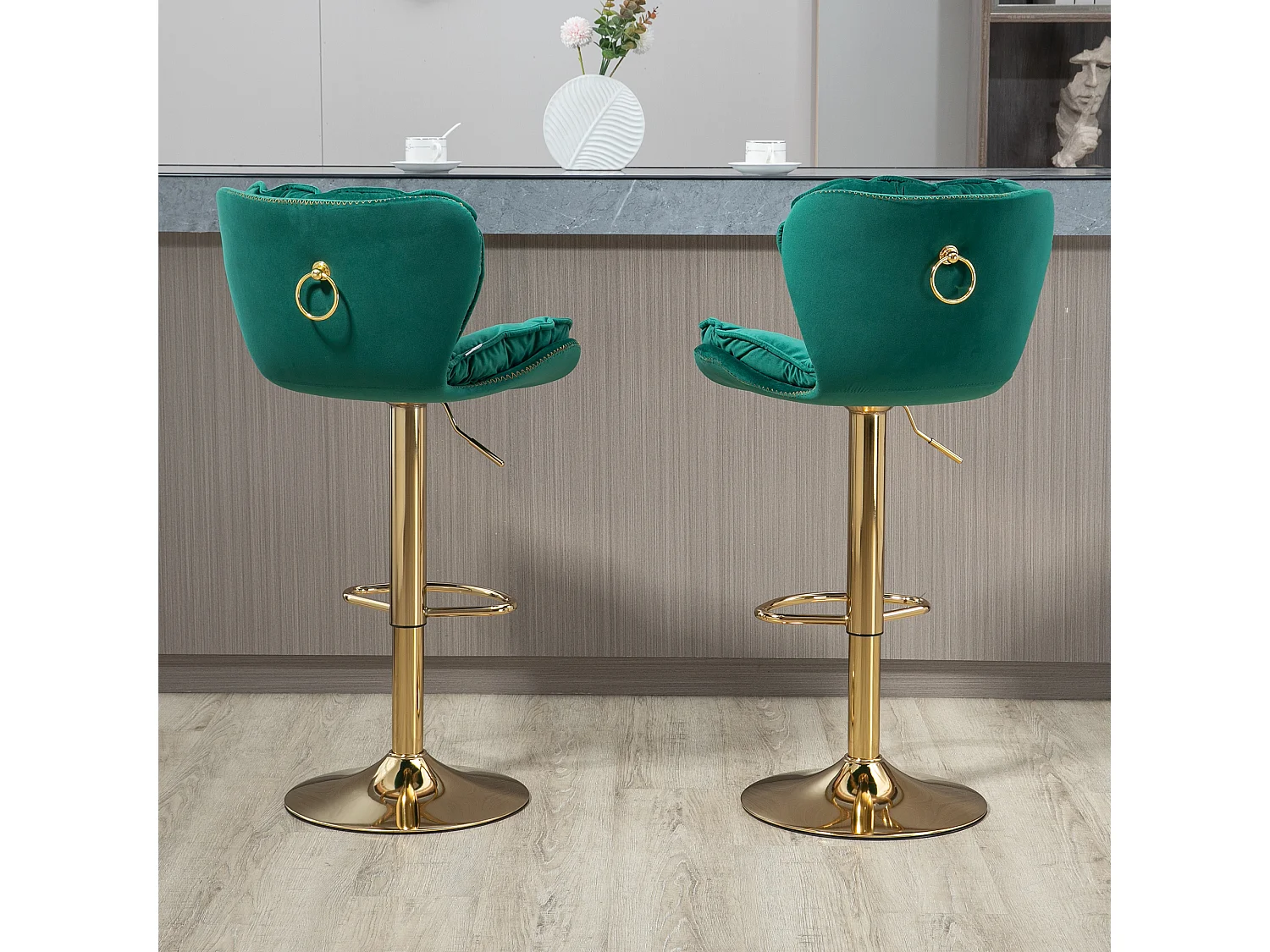 Set van 2 in hoogte verstelbare draaibarstoelen met voetsteun