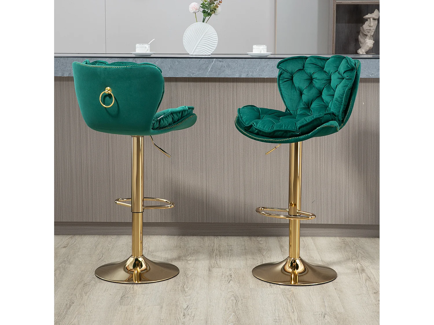 Set van 2 in hoogte verstelbare draaibarstoelen met voetsteun