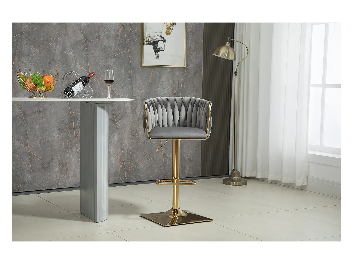 Tabourets de bar vintage avec dossier et repose-pieds, chaises de comptoir