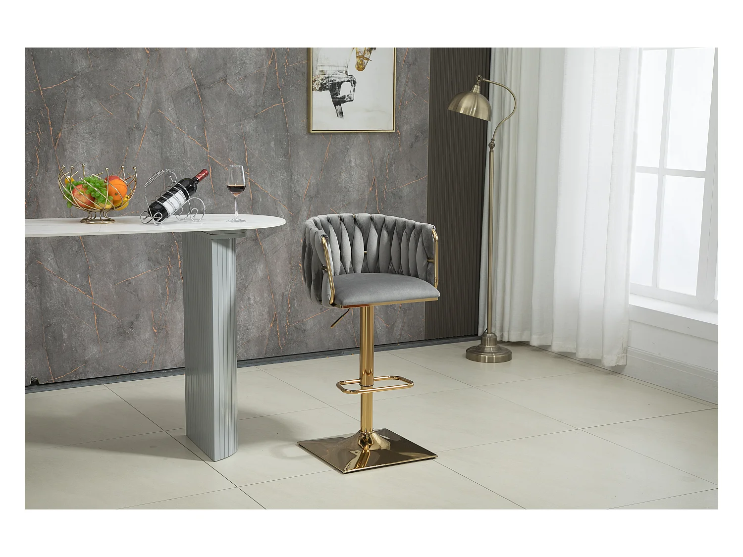 Tabourets de bar vintage avec dossier et repose-pieds, chaises de comptoir