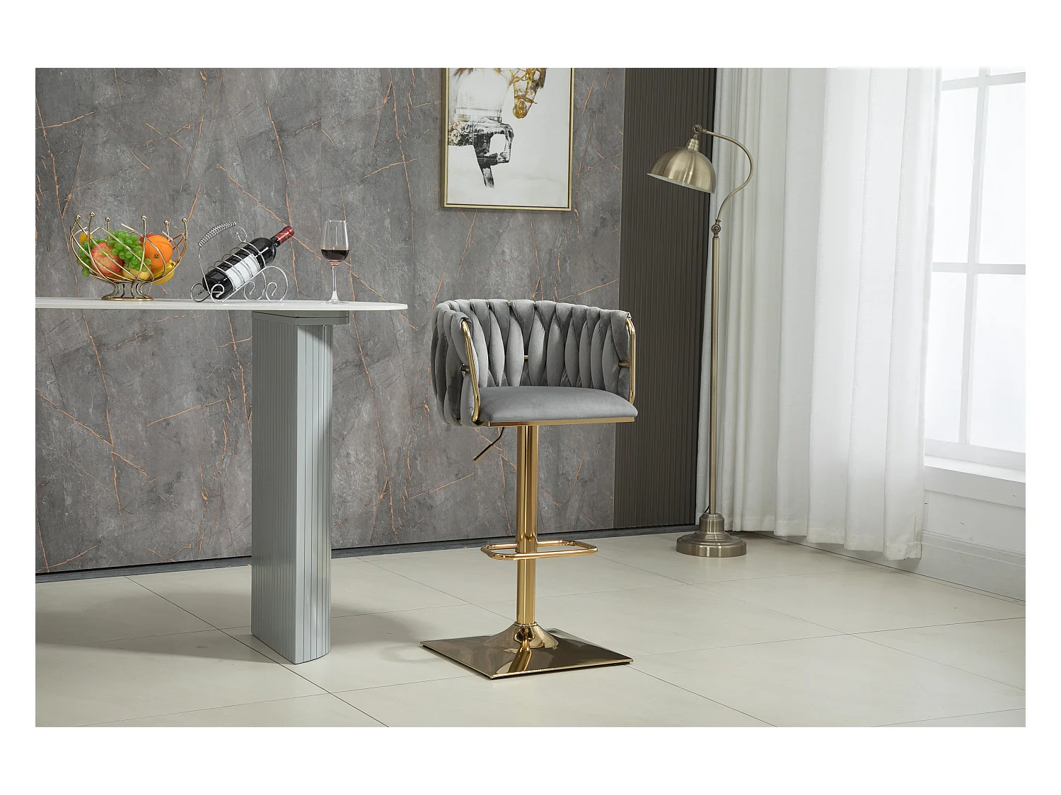 Tabourets de bar vintage avec dossier et repose-pieds, chaises de comptoir